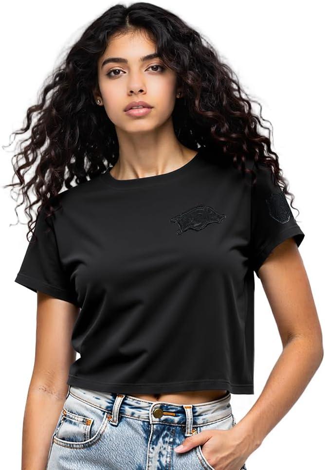imagePro Standard NCAA Womens Womens College Classic Triple Black Cotton Short Sleeve Boxy TeeBlack