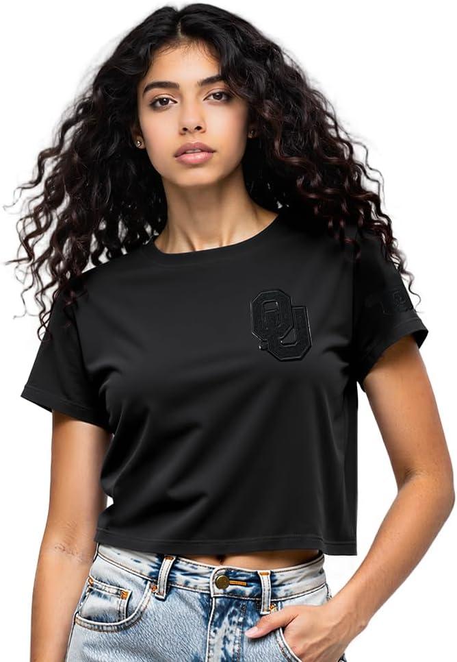 imagePro Standard NCAA Womens Womens College Classic Triple Black Cotton Short Sleeve Boxy TeeBlack