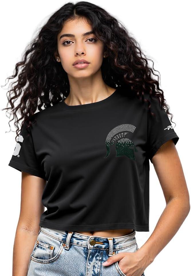 imagePro Standard NCAA Womens Womens College Jewels Cotton Short Sleeve Boxy TeeBlack