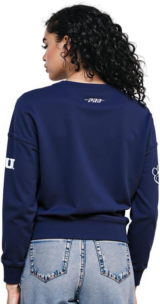 imagePro Standard NCAA womens Womens College Classic Chenille Brushed Back French Terry Crewneck SweatshirtMidnight Navy