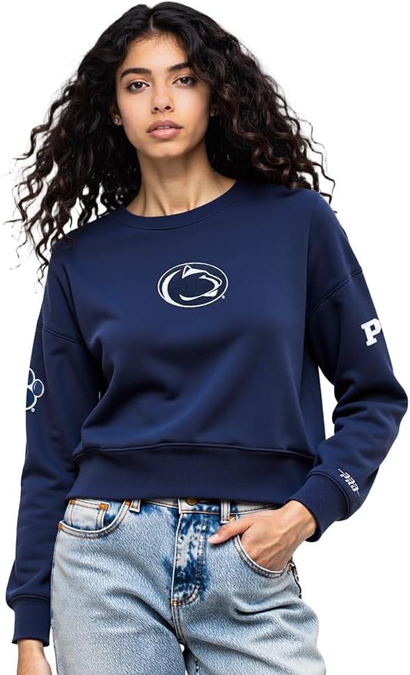 imagePro Standard NCAA womens Womens College Classic Chenille Brushed Back French Terry Crewneck SweatshirtMidnight Navy