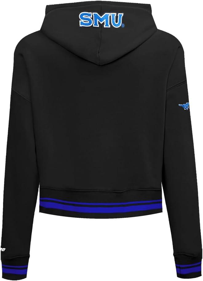 imagePro Standard NCAA womens Womens College Classic Essentials Brushed Back French Terry Cropped Pullover HoodieBlackRoyal BlueBlack