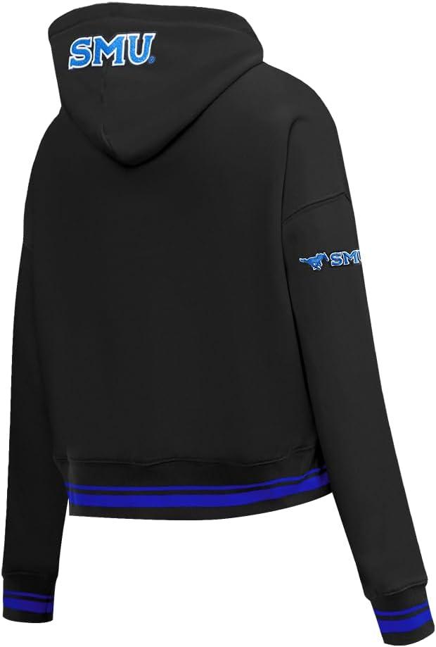imagePro Standard NCAA womens Womens College Classic Essentials Brushed Back French Terry Cropped Pullover HoodieBlackRoyal BlueBlack