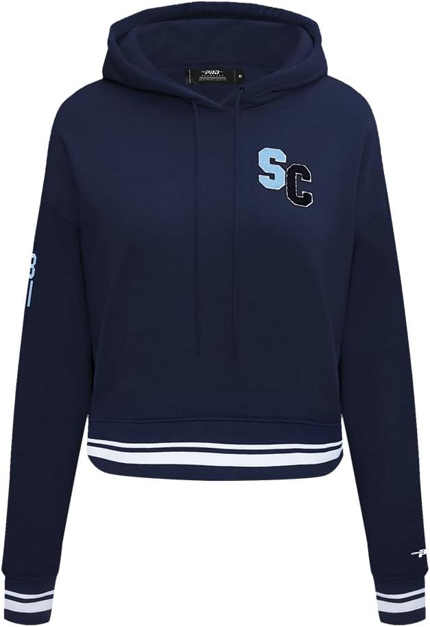 imagePro Standard NCAA womens Womens College Classic Essentials Brushed Back French Terry Cropped Pullover HoodieMidnight Navy