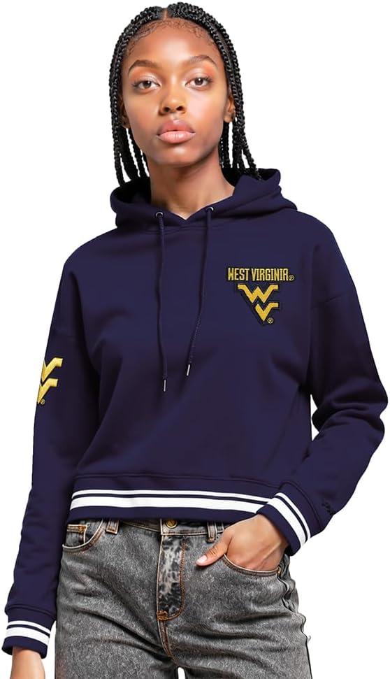 imagePro Standard NCAA womens Womens College Classic Essentials Brushed Back French Terry Cropped Pullover HoodieMidnight Navy