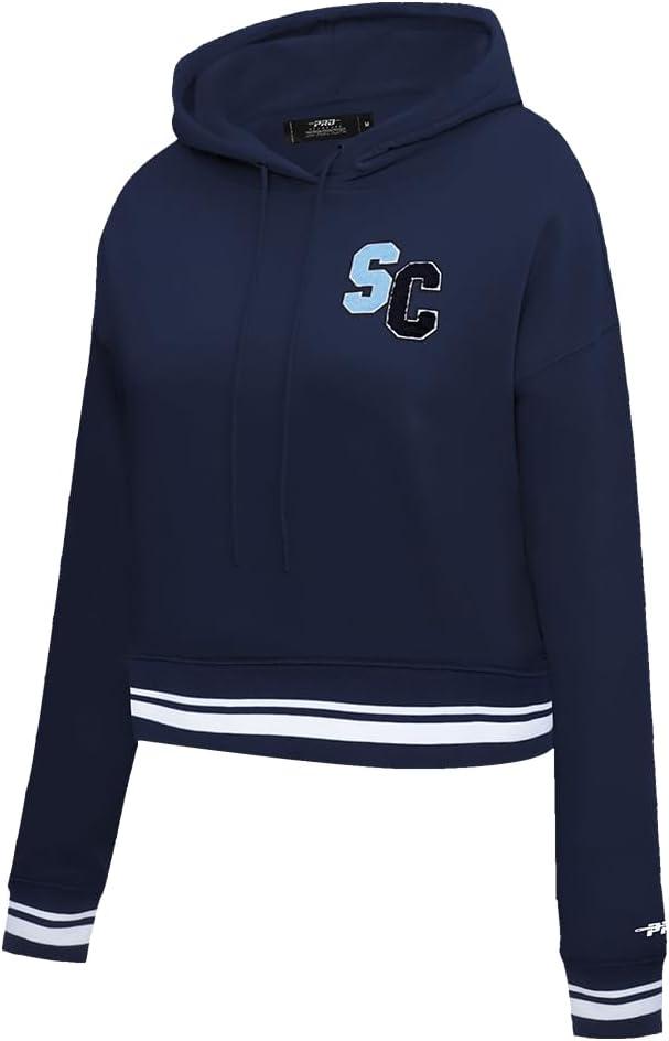 imagePro Standard NCAA womens Womens College Classic Essentials Brushed Back French Terry Cropped Pullover HoodieMidnight Navy