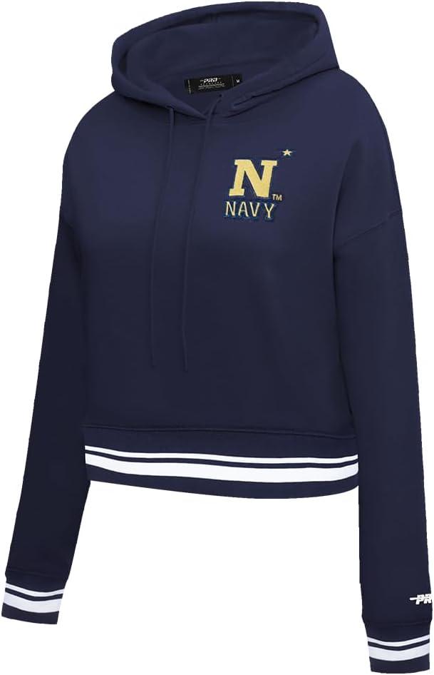 imagePro Standard NCAA womens Womens College Classic Essentials Brushed Back French Terry Cropped Pullover HoodieMidnight Navy