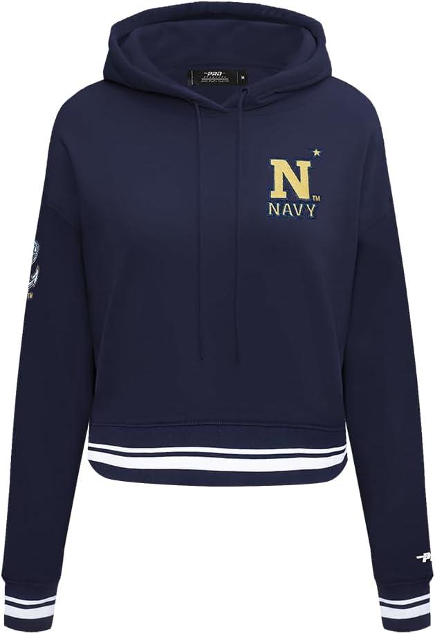 imagePro Standard NCAA womens Womens College Classic Essentials Brushed Back French Terry Cropped Pullover HoodieMidnight Navy