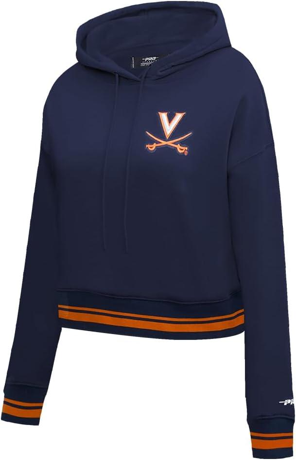 imagePro Standard NCAA womens Womens College Classic Essentials Brushed Back French Terry Cropped Pullover HoodieMidnight NavyOrangeMidnight Navy