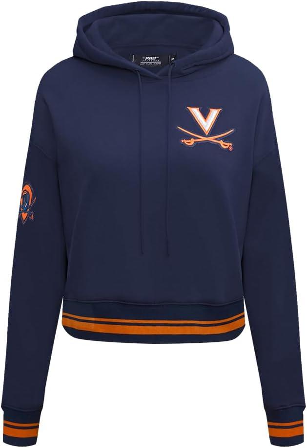 imagePro Standard NCAA womens Womens College Classic Essentials Brushed Back French Terry Cropped Pullover HoodieMidnight NavyOrangeMidnight Navy