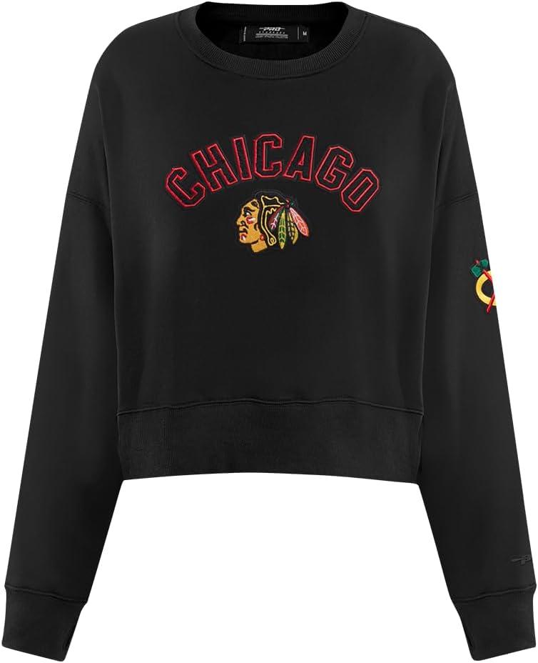 imagePro Standard NHL womens Womens Nhl Classic Chenille Brushed Back French Terry Crewneck SweatshirtBlack