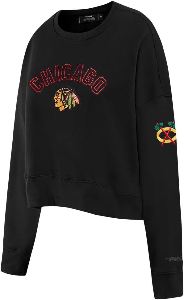 imagePro Standard NHL womens Womens Nhl Classic Chenille Brushed Back French Terry Crewneck SweatshirtBlack