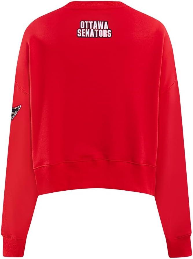 imagePro Standard NHL womens Womens Nhl Classic Chenille Brushed Back French Terry Crewneck SweatshirtRed