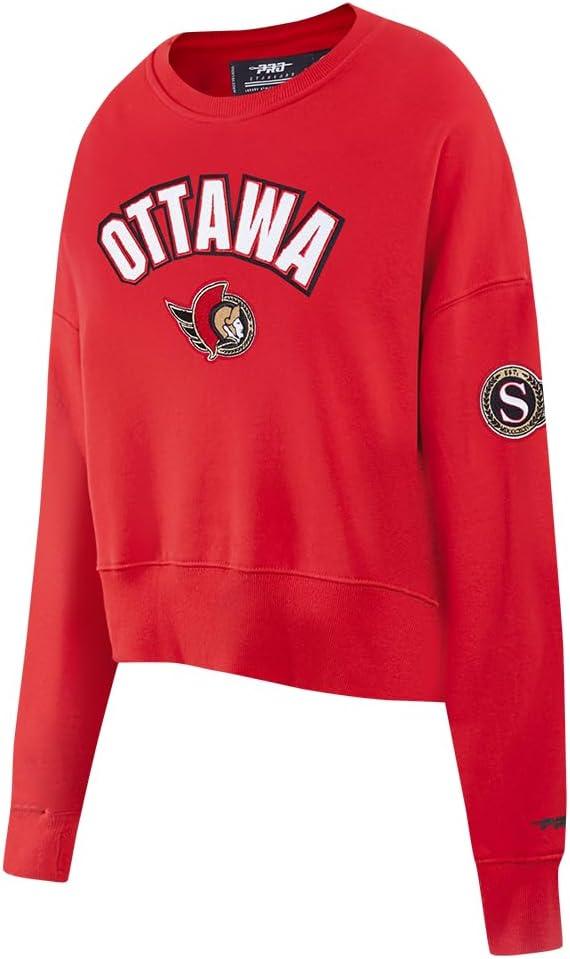 imagePro Standard NHL womens Womens Nhl Classic Chenille Brushed Back French Terry Crewneck SweatshirtRed