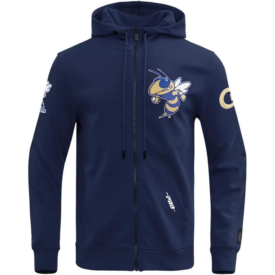 imagePro Standard Mens College Georgia Tech Classic Chenille Full Zip Hoodie Midnight Navy L