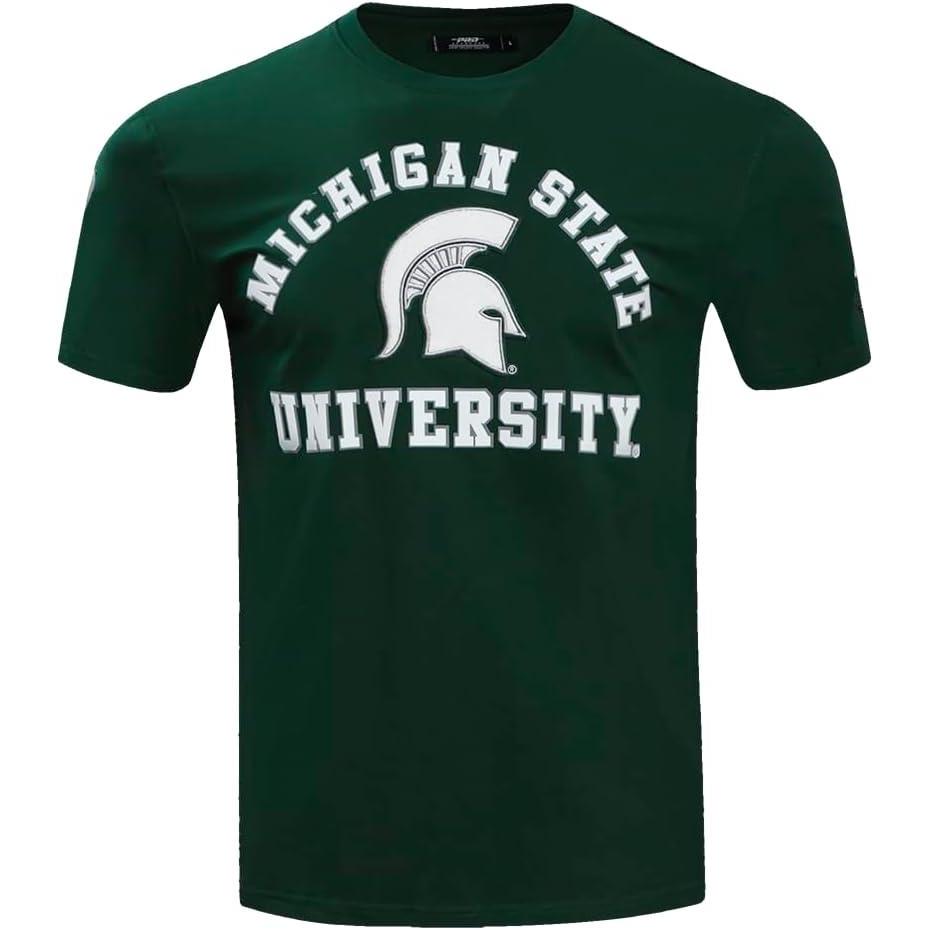 imagePro Standard Mens Michigan State University Classic Chenille Short Sleeve Tee Forest Green XL