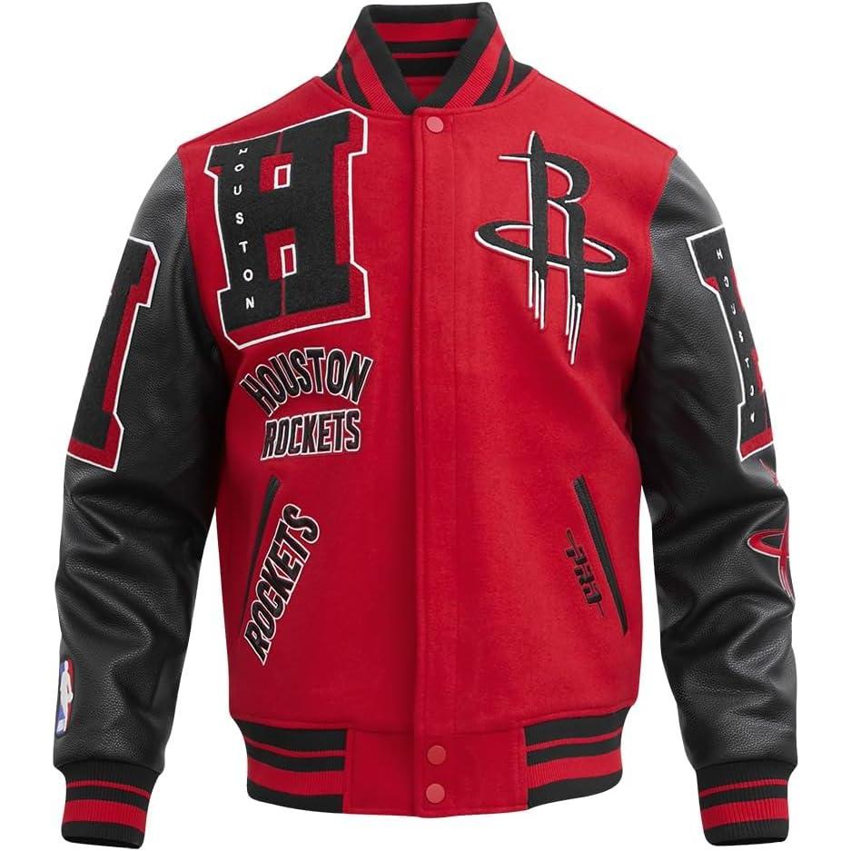 imagePro Standard Mens NBA Mash Up Varsity JacketRedBlack