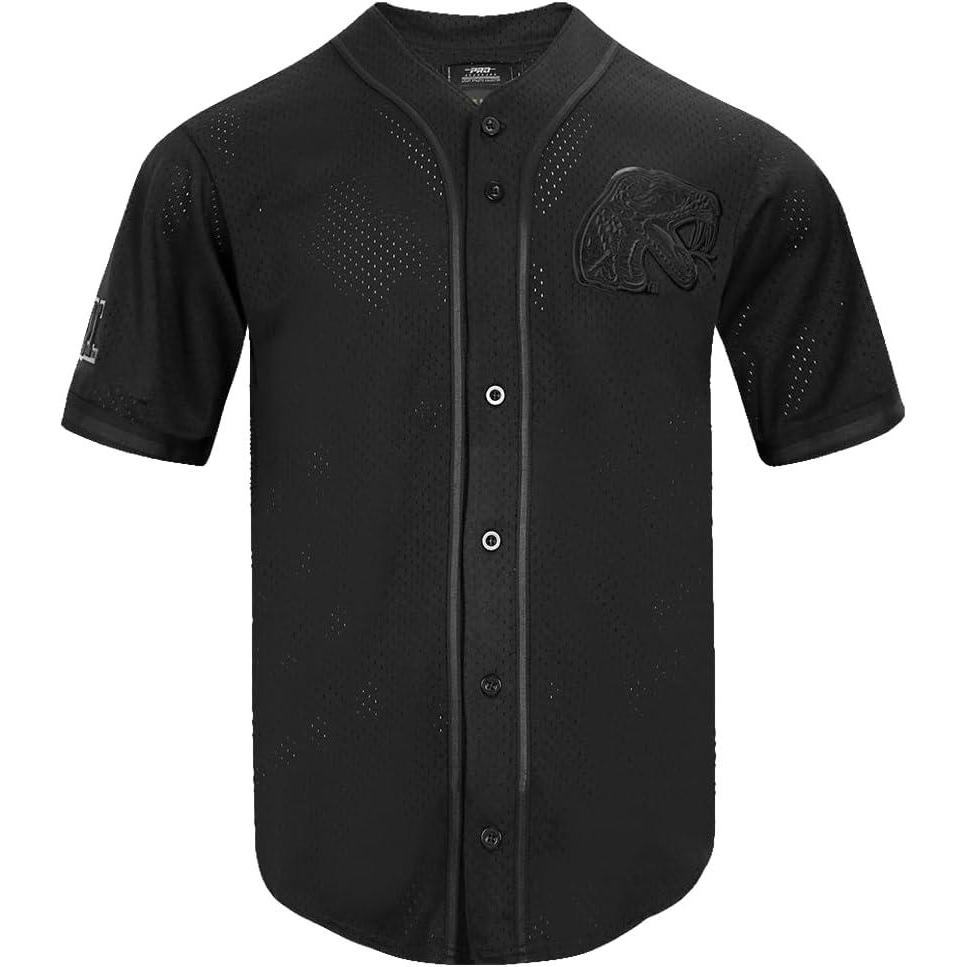 imagePro Standard NCAA Mens Mens College Classic Triple Black Mesh Button Down TopJet Black