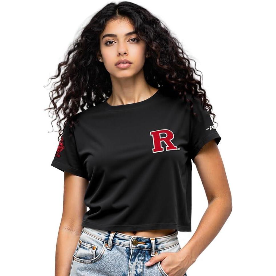 imagePro Standard NCAA Womens Womens College Classic Chenille Cotton Short Sleeve Boxy TeeBlack