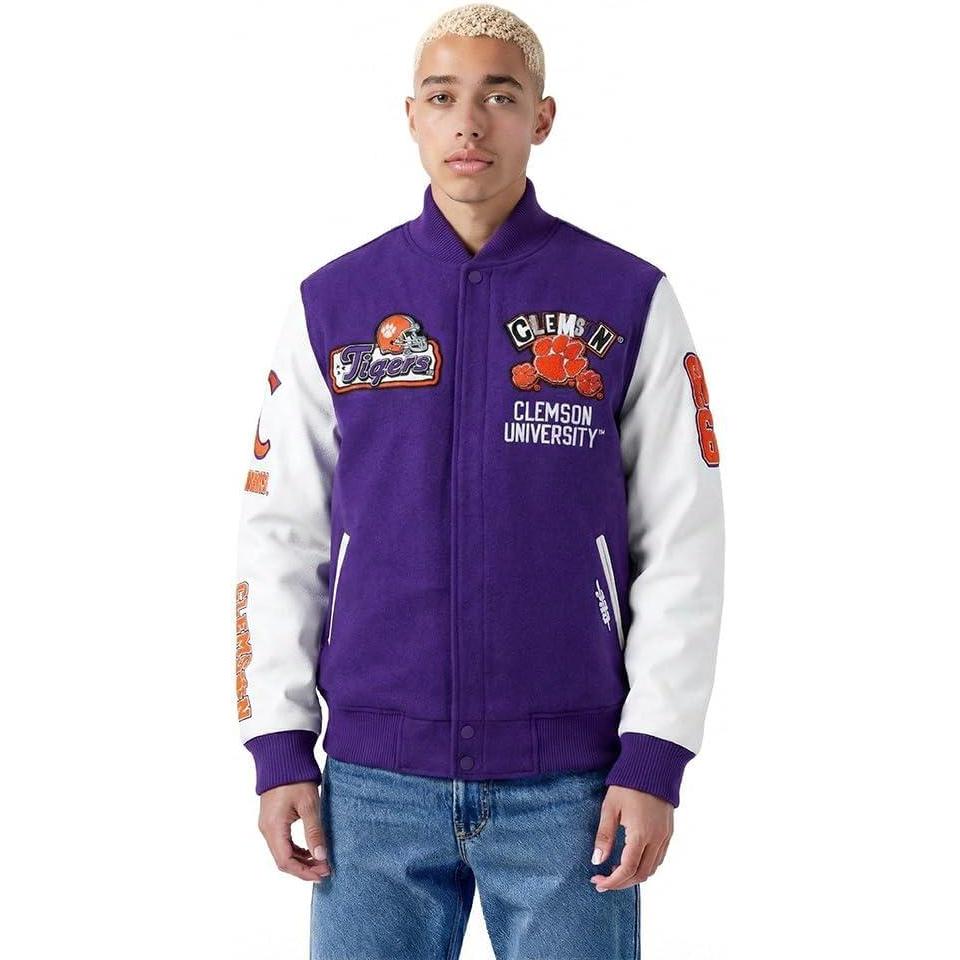 imagePro Standard NCAA mens Mens College Campus Ransom Wool Varsity JacketPurpleWhite