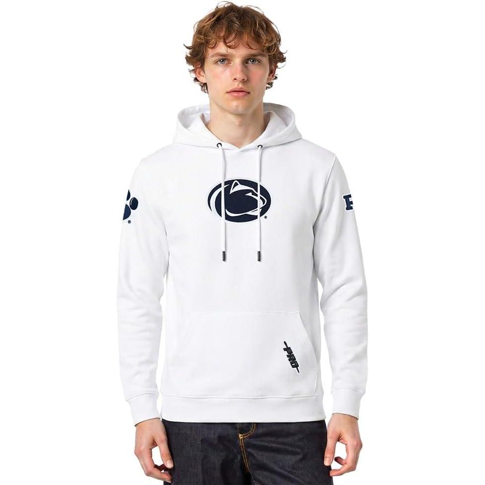 imagePro Standard NCAA mens Mens College Classic Chenille Brushed Back French Terry Pull Over HoodieWhite