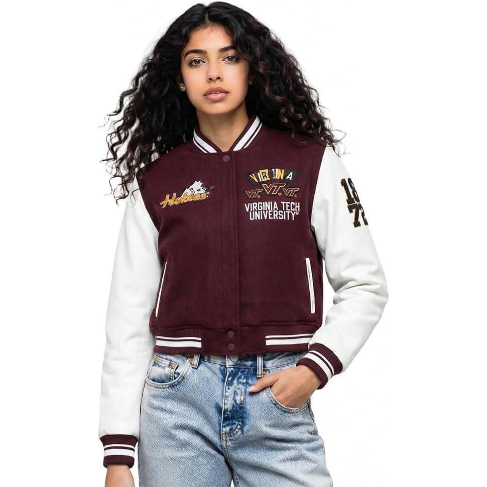 imagePro Standard NCAA womens Womens College Campus Ransom Wool Varsity JacketWineWhite