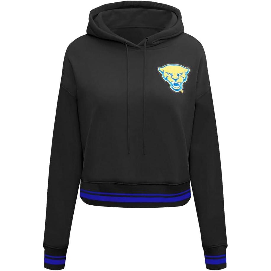 imagePro Standard NCAA womens Womens College Classic Essentials Brushed Back French Terry Cropped Pullover HoodieBlackRoyal BlueBlack