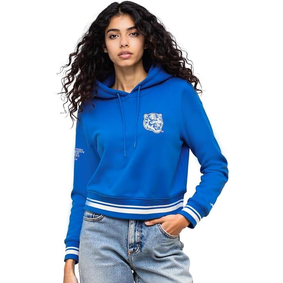 imagePro Standard NCAA womens Womens College Classic Essentials Brushed Back French Terry Cropped Pullover HoodieRoyal Blue