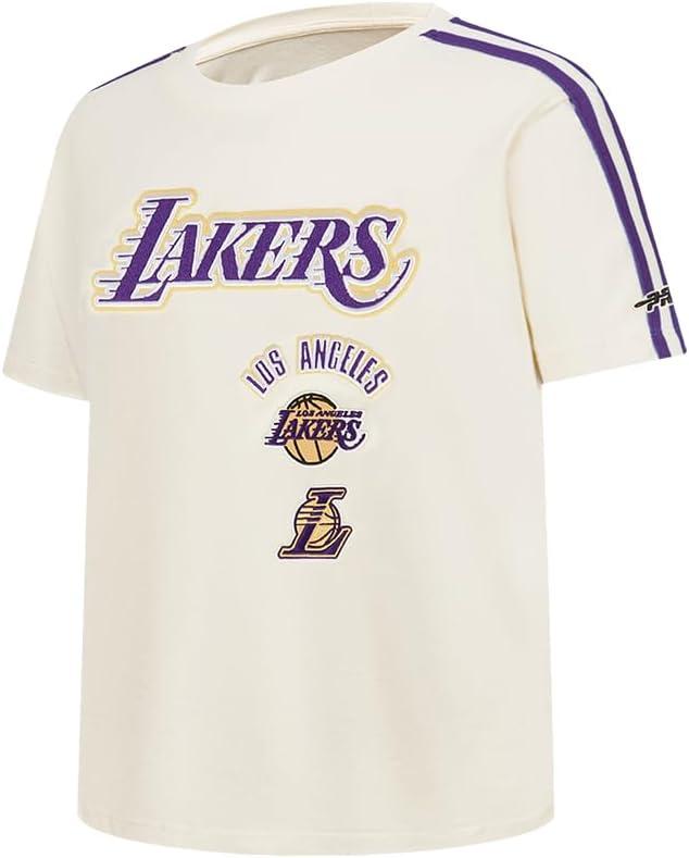 imagePro Standard Big Boys NBA Los Angeles Lakers Retro Classics Short Sleeve Taping Tee EggshellPurple L