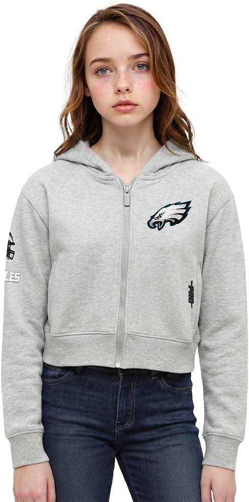 imagePro Standard Big Girls NFL Classic Essentials Full Zip HoodieHeather Grey