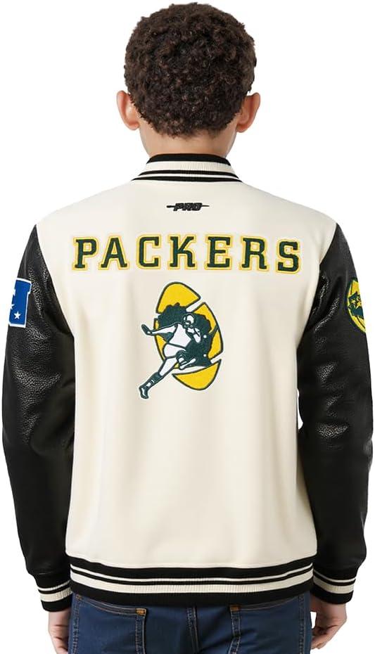 imagePro Standard Little Boys NFL Retro Classics Varsity JacketEggshell Black