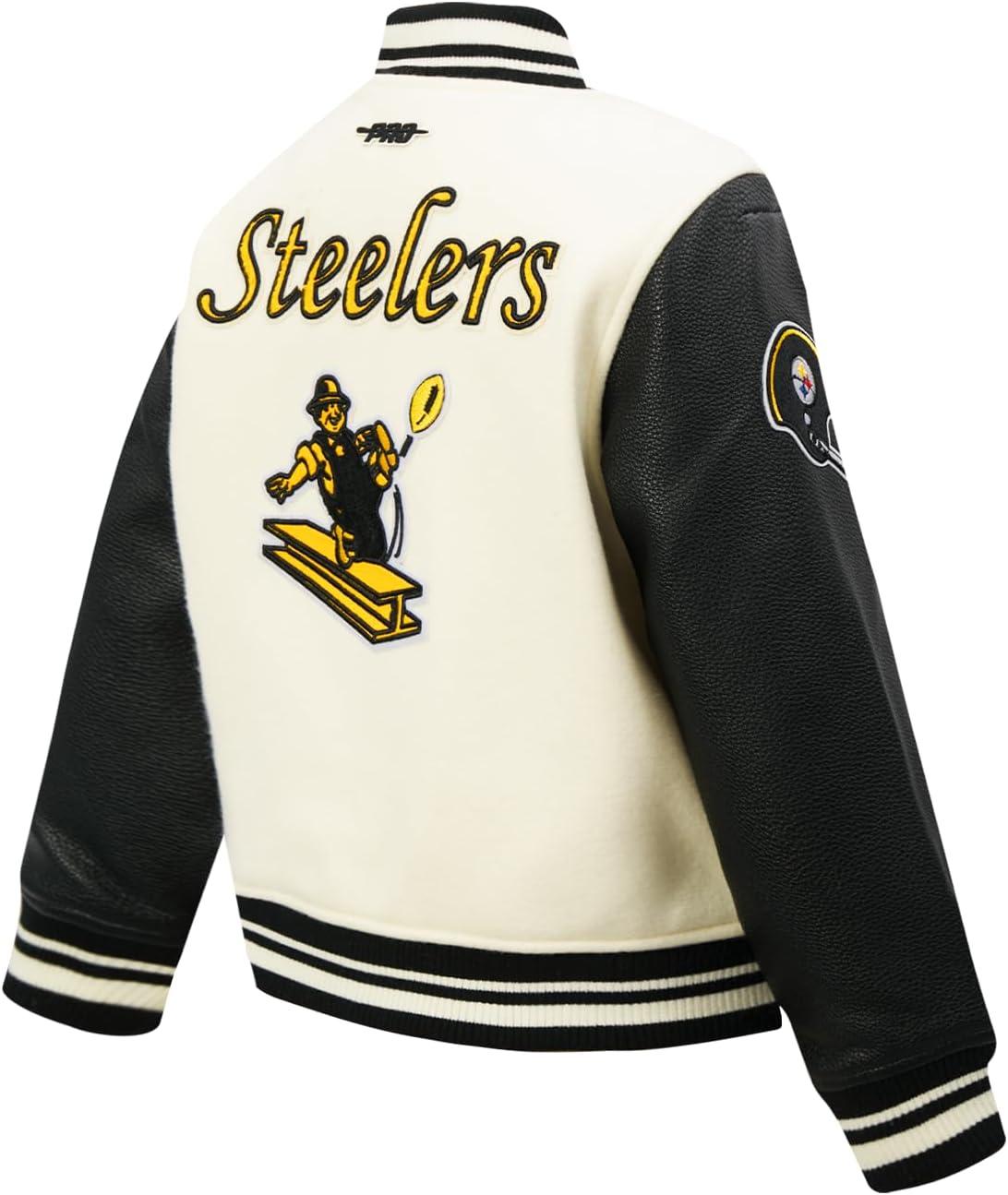 imagePro Standard Little Boys NFL Retro Classics Varsity JacketEggshell Black