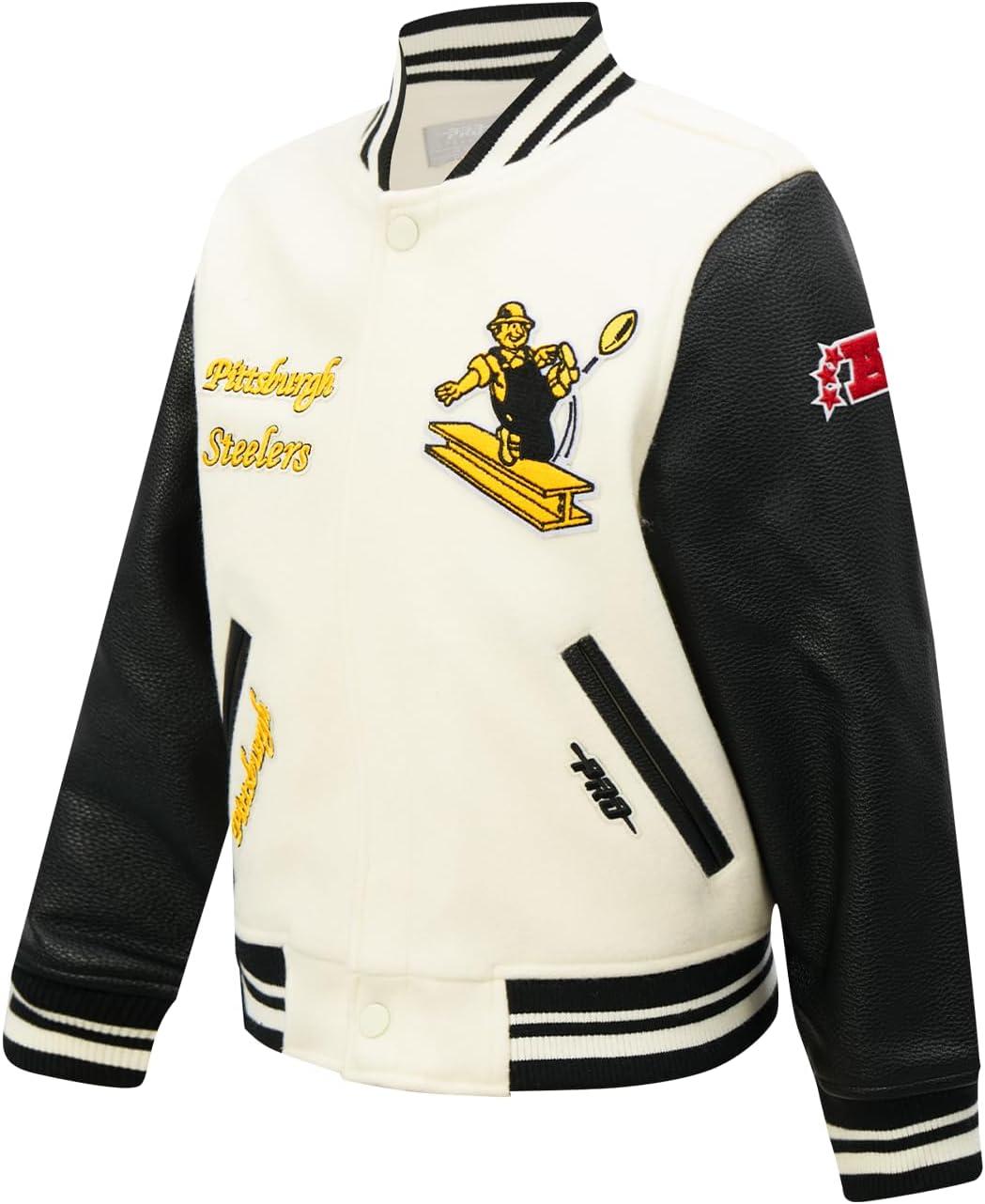 imagePro Standard Little Boys NFL Retro Classics Varsity JacketEggshell Black