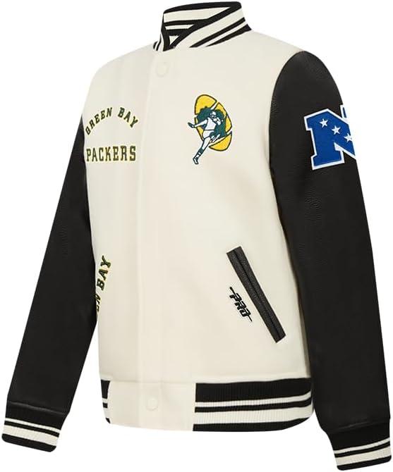 imagePro Standard Little Boys NFL Retro Classics Varsity JacketEggshell Black