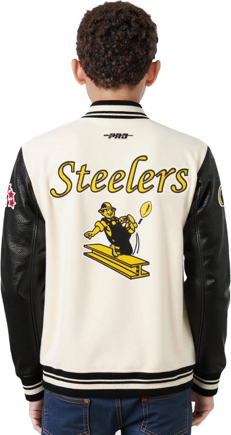 imagePro Standard Little Boys NFL Retro Classics Varsity JacketEggshell Black