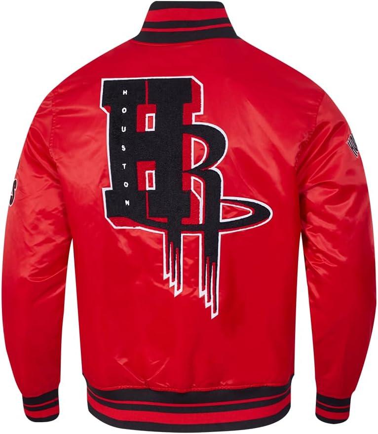 imagePro Standard Mens NBA Mash Up Satin JacketRedBlack