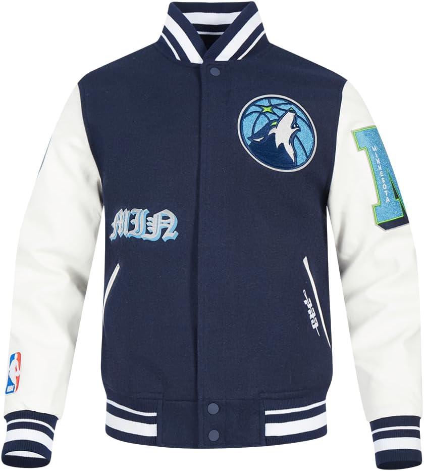 imagePro Standard Mens NBA Old English Varsity JacketMidnight NavyWhite