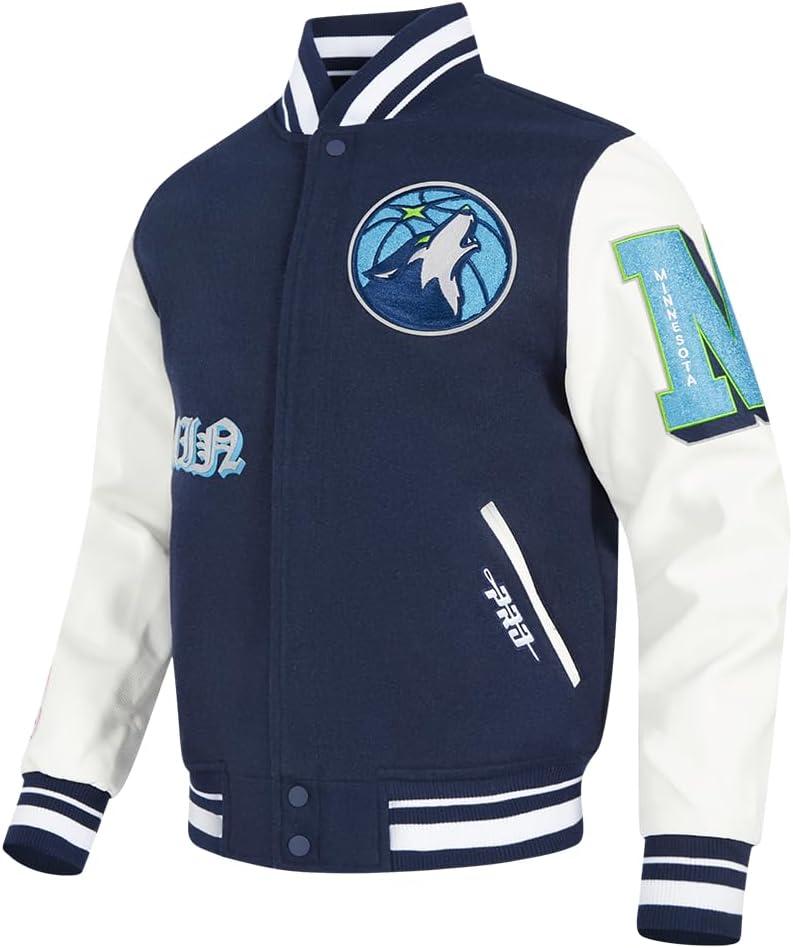 imagePro Standard Mens NBA Old English Varsity JacketMidnight NavyWhite
