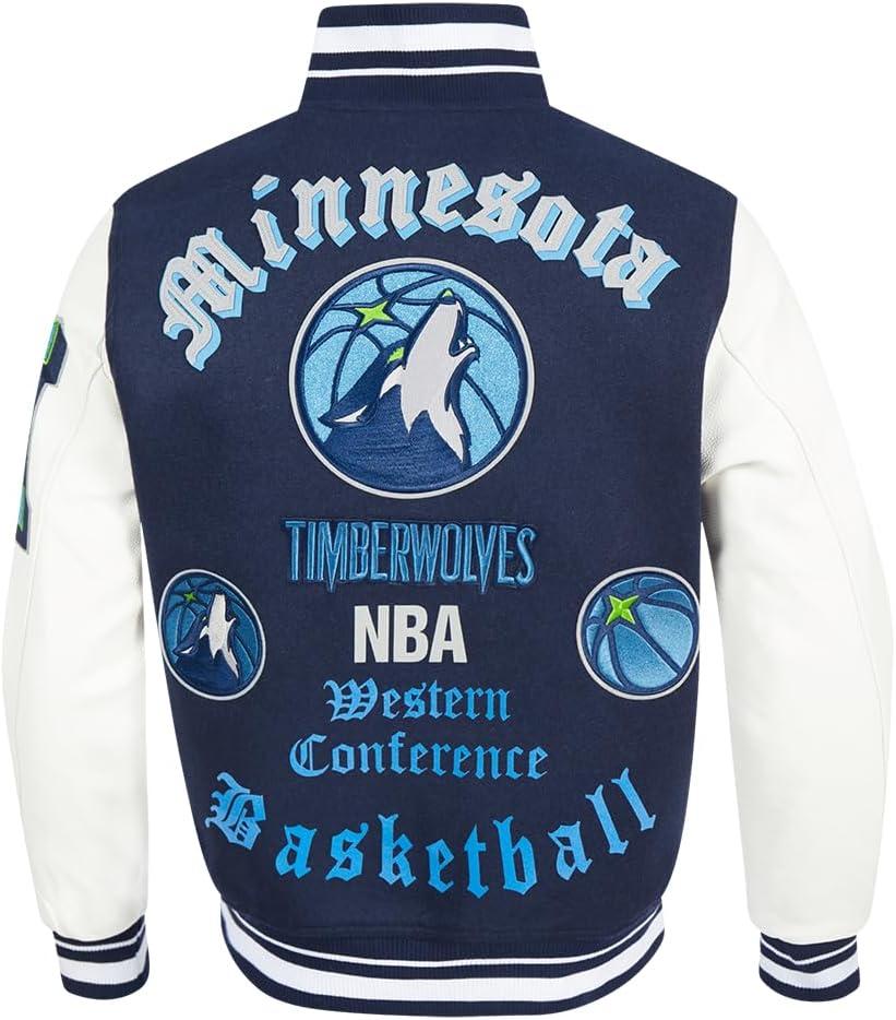 imagePro Standard Mens NBA Old English Varsity JacketMidnight NavyWhite