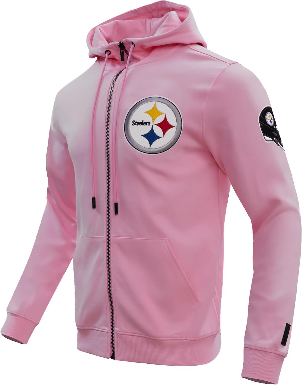 imagePro Standard Mens NFL Classic Chenille Full Zip HoodiePink