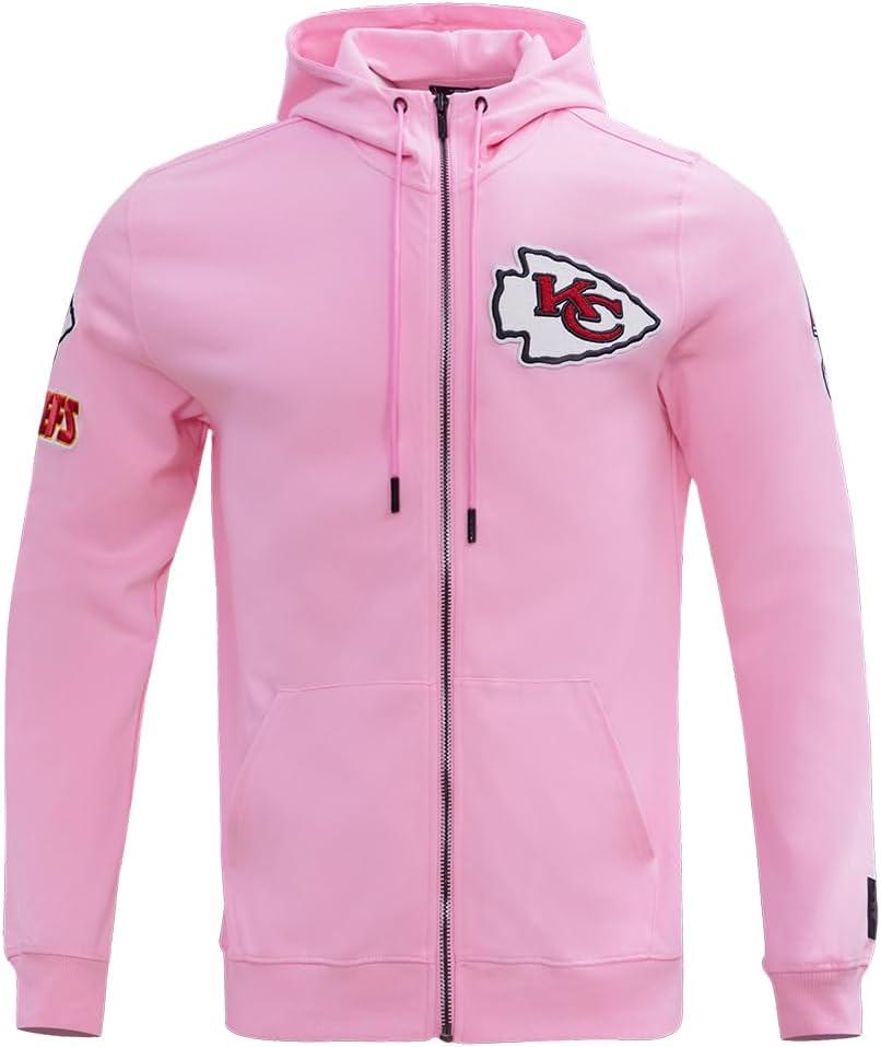 imagePro Standard Mens NFL Classic Chenille Full Zip HoodiePink