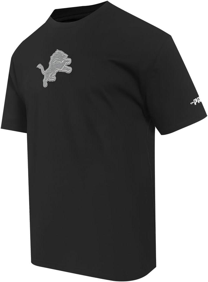 imagePro Standard Mens NFL Detroit Lions Reverse French Terry Short Sleeve Tee Black L