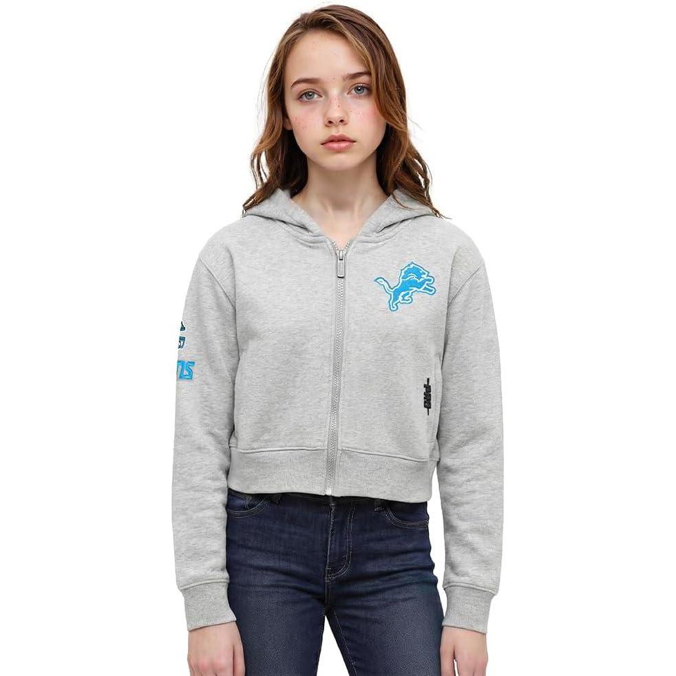 imagePro Standard Big Girls NFL Classic Essentials Full Zip HoodieHeather Grey