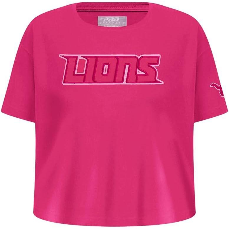 imagePro Standard Big Girls NFL Detroit Lions Classic Triple Pink Short Sleeve Boxy Tee Beetroot Purple S