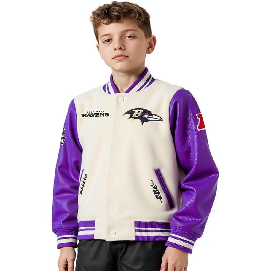 imagePro Standard Little Boys NFL Retro Classics Varsity JacketEggshell Purple