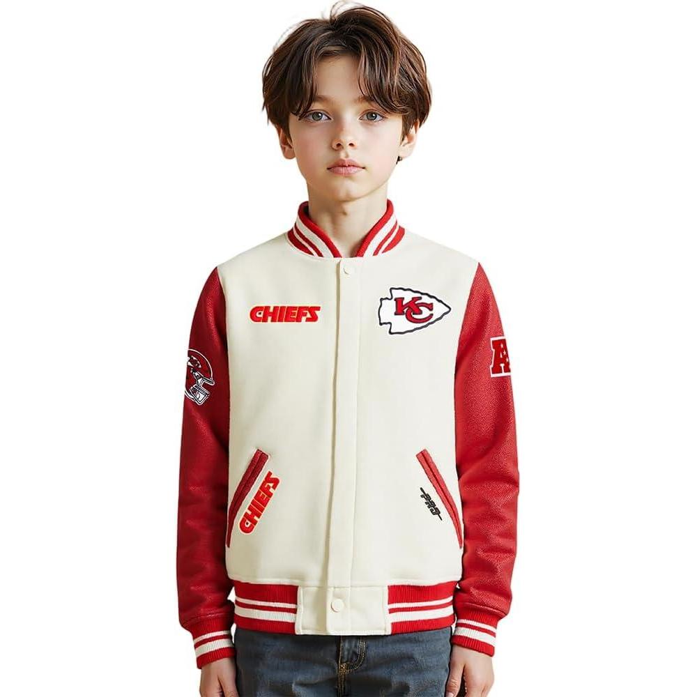 imagePro Standard Little Boys NFL Retro Classics Varsity JacketEggshell Red