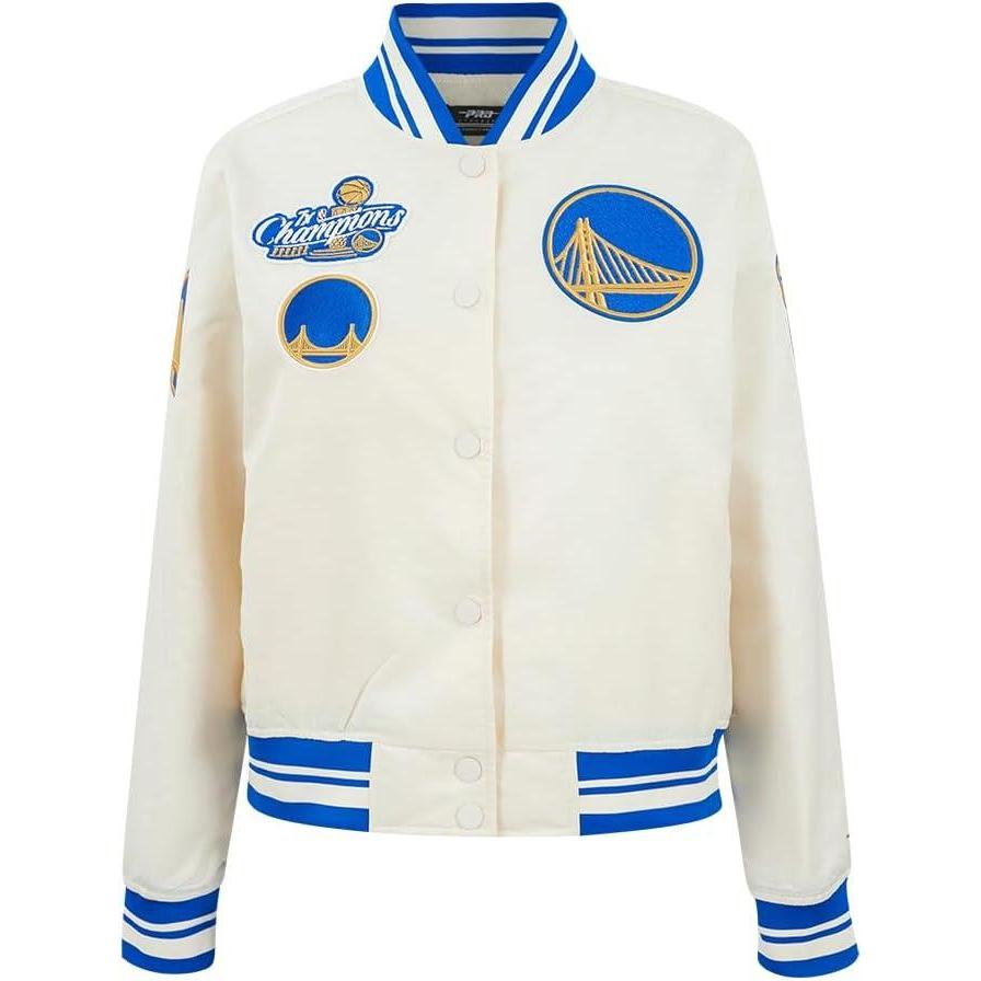 imagePro Standard NBA womens Womens Nba Retro Classics Satin JacketEggshellRoyal Blue