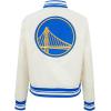 Pro Standard NBA womens Womens Nba Retro Classics Satin Jacket(Eggshell/Royal Blue)