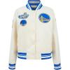 Pro Standard NBA womens Womens Nba Retro Classics Satin Jacket(Eggshell/Royal Blue)