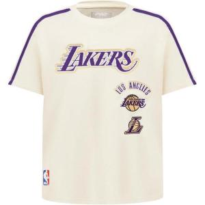 Pro Standard Big Boys NBA Los Angeles Lakers Retro Classics Short Sleeve Taping Tee Eggshell/Purple L